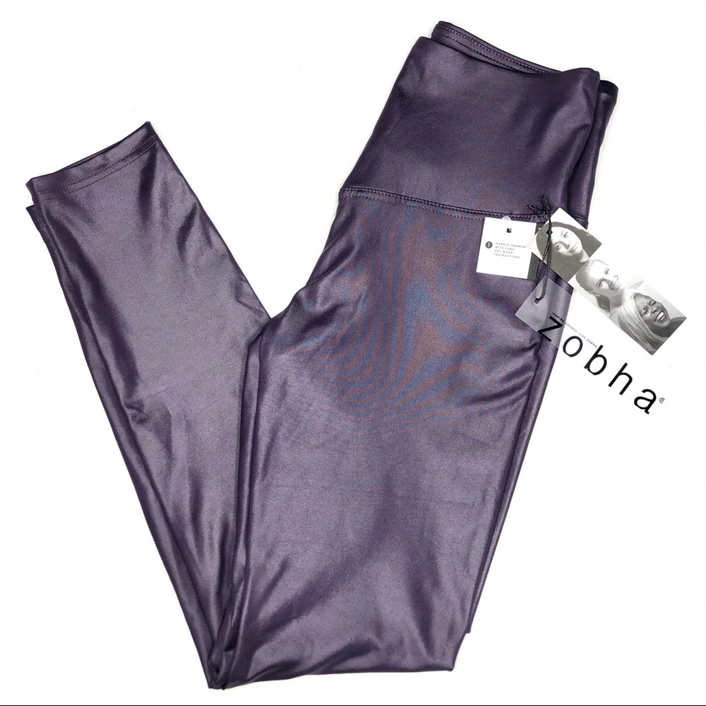 ZOBHA LEGGINGS Size Medium Ultra high rise Lustrous Sheen Purple   NWT